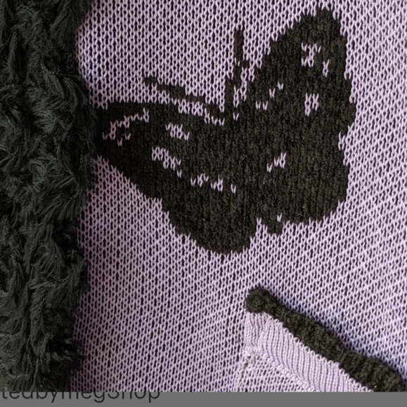 💜Vintage 80s Brenda French for French Rags loomed butterfly sweater vest Size L - Picture 7 of 10